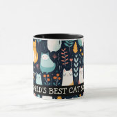 Boho kleurrijke katten en bladeren kat mam mok (Midden)