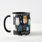 Boho kleurrijke katten en bladeren kat mam mok (Links)
