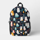 Boho kleurrijke katten en bladeren patroon bedrukte rugzak (Voorkant)