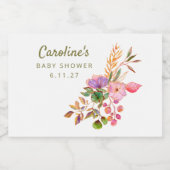 Boho Kleurrijke Waterverf Bloemen Baby shower Cust Sparkling Wijnetiket (Enkel label)