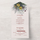 Boho Kleurrijke Waterverf Wildflower Bruiloft All In One Uitnodiging (Binnen)