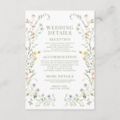 Boho Kleurrijke weide Bloemen Bruiloft Details Kaa Informatiekaartje (Voorkant)