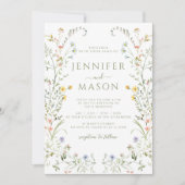 Boho Kleurrijke weide Wildflower krans bruiloft Kaart (Voorkant)