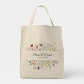 Boho Kleurrijke Wildbloemen Bruiloft Tote Bag (Achterkant)