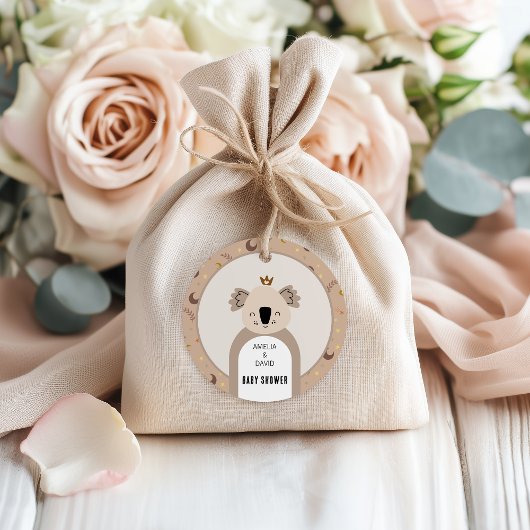 Boho Koala Moon Star Neutral Baby Shower Bedankjes Labels