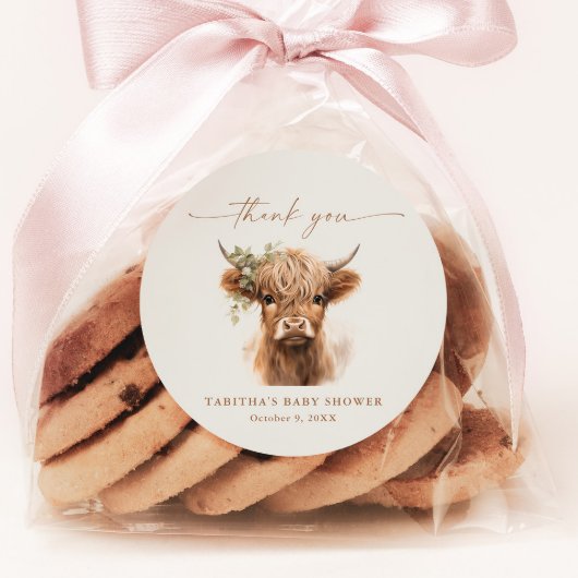 Boho Koe Koppels Baby shower Dank u Ronde Sticker