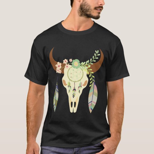 Boho Koe Skull Dreamweaver - T-shirt (Voorkant)