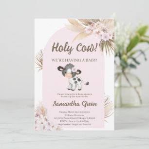 Boho Koe Uitnodiging voor Baby Shower