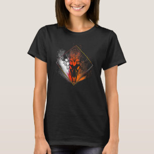 Boho Koeien schedel Bloemen Diamant Wit Rood Oranj T-shirt