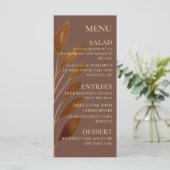 Boho Koffie Bruin en Goud Blad | Moderne bruiloft Menu (Staand voorkant)