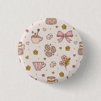 Boho koffie naadloos patroon ronde button 3,2 cm