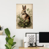 Boho Konijn Konijn Print, Rustieke Haas Cottagecor Poster (Thuiskantoor)
