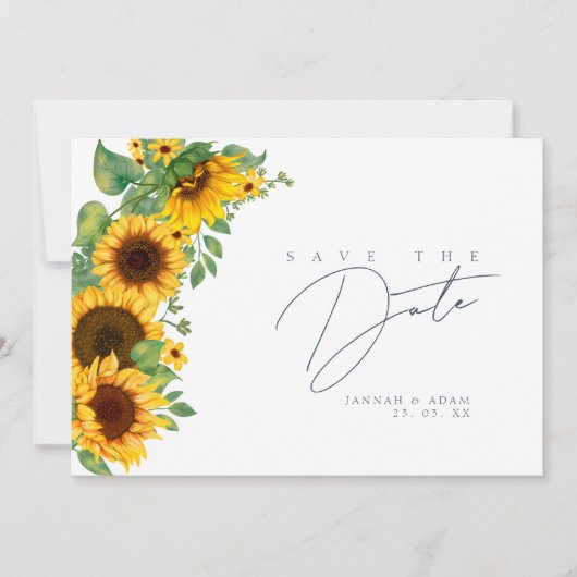 Boho koningsblauw weelde zonnebloem bruiloft save the date (Voorkant)