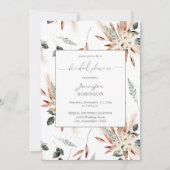 Boho Koper Pampas & Beige Bloemige Bruiloftsfeest Kaart (Voorkant)