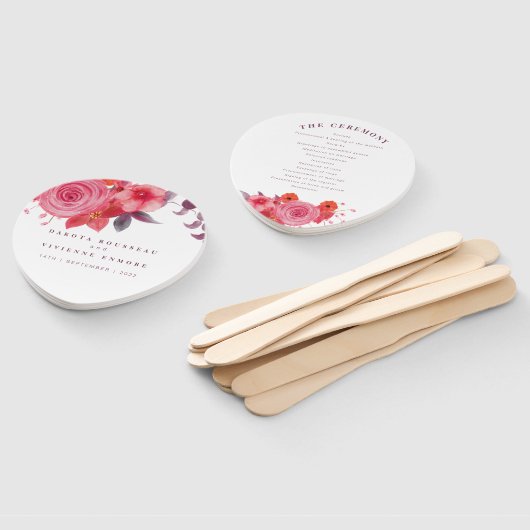 Boho koraal roos boeket bruiloft programma handwaaier (Niet-gemonteerd)