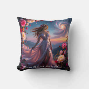Boho Kosmische Bloei Blauwe Kussens Vrouwen Serene