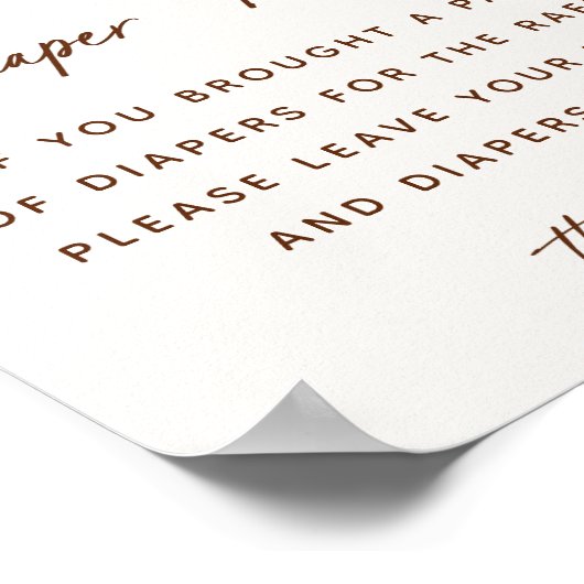 Boho-kraam Baby Shower Luier Raffle Bord Poster (Hoek)