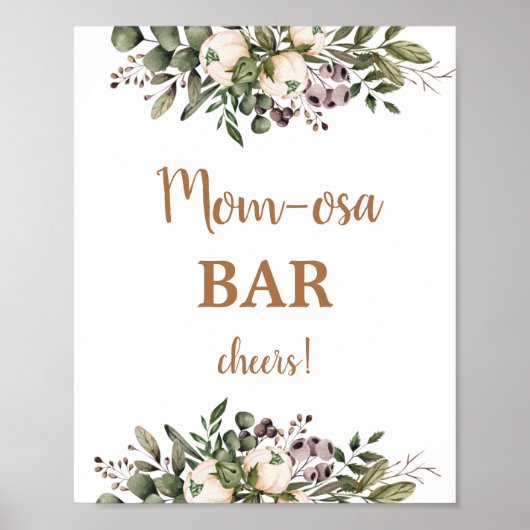 Boho kraamfeest Momosa bar bord Poster (Voorkant)