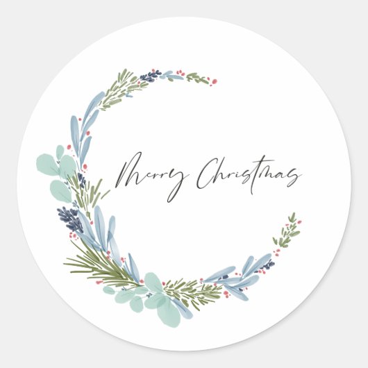 Boho krans Vrolijk Kerstmis Modern Design Ronde Sticker (Voorkant)