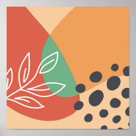 Boho kunstwerk, bloemlijn kunst kleurrijke vormen poster