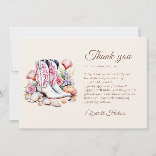 Boho Kust Cowgirl Bruidsmeisje Laarzen Bruiloft Fe Bedankkaart (Voorkant)