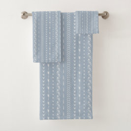 Boho Kust Pijl Streep Geometrisch Stof Blauw Bad Handdoek