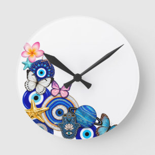 Boho kwaadaardige bescherming Wandklok Ronde Klok