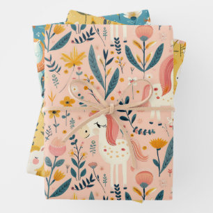 Boho kwekerij eenhoorns, baby shower cadeau inpakpapier vel