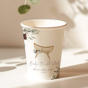 Boho kwekerij winter groenblijvend baby shower papieren bekers