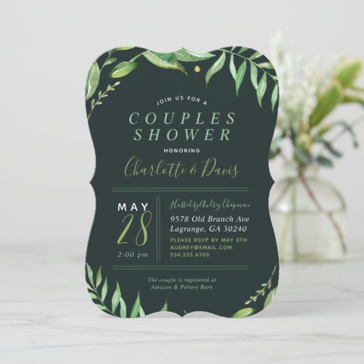 Boho laat koppels douche uitnodiging (Staand voorkant)