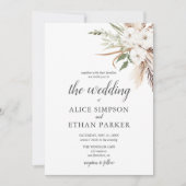 Boho laat Pampa Grass Wedding Uitnodiging (Voorkant)