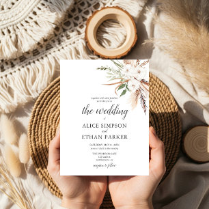 Boho laat Pampa Grass Wedding Uitnodiging Briefkaart