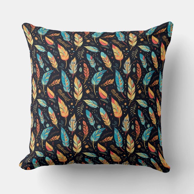 Boho laat rode sienna blauw kussen (Voorkant)