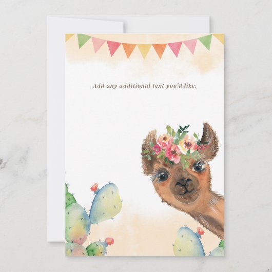 Boho Lama Retro Invitation Anniversaire (Dos)