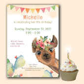 Boho Lama Retro Invitation Anniversaire