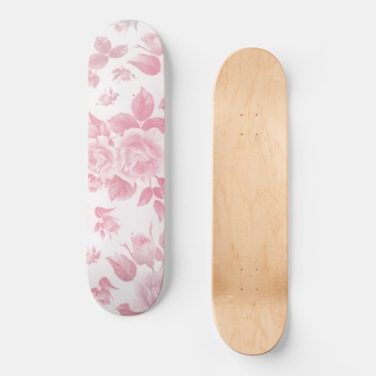 Boho land chique wit roze rozen bloemenmoes skateboard (Voorkant)