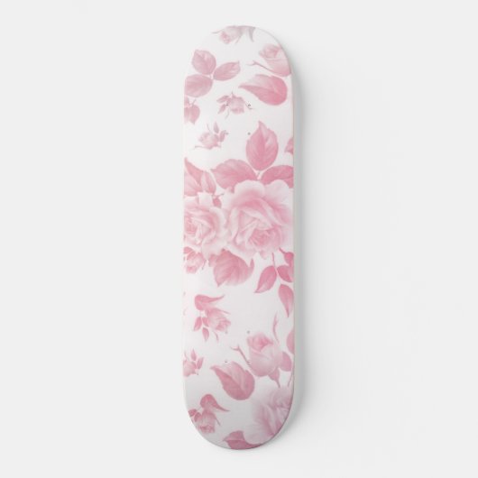 Boho land chique wit roze rozen bloemenmoes skateboard (Voorkant)