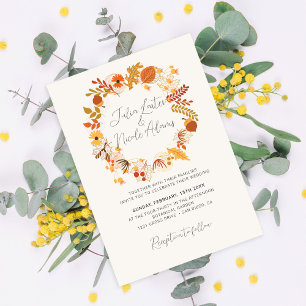 Boho Landelijk Bloemig Herfst Bruiloft Kaart