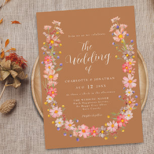 Boho Landelijk Wilde Bloemen Herfst Bruiloft Kaart