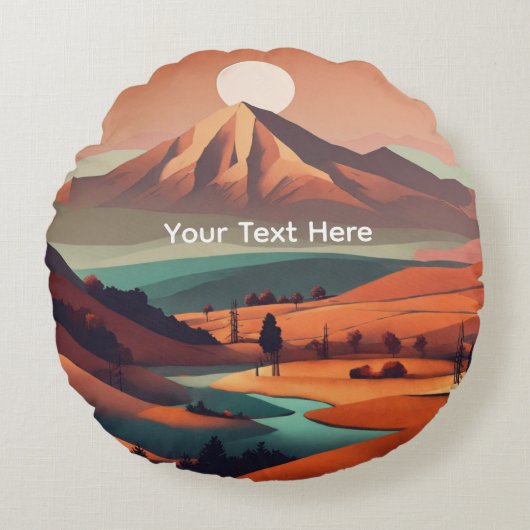 Boho landscape  rond kussen (Voorkant)