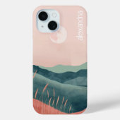 Boho Landschap Abstracte bergen met naam Case-Mate iPhone Case (Achterkant)