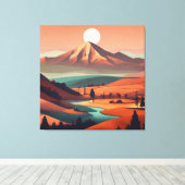 Boho landschap - Stretched Canvas Print (Quad) (Insitu (Houten vloer))