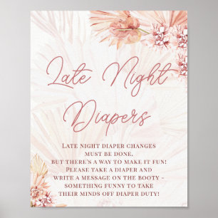 Boho late nacht diapers Blush Baby shower Sprinkle Poster