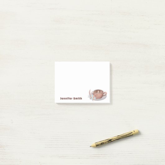 Boho Latte met bloemen gepersonaliseerd Post-it® Notes (Op bureau)