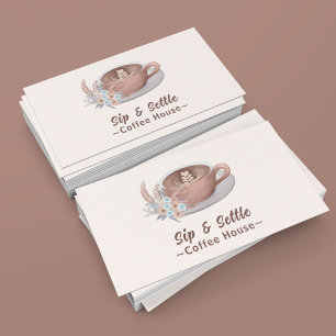 Boho Latte met bloemen gepersonaliseerd Visitekaartje