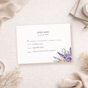 Boho Lavendel Aquarel Wilde Bloemen Bruiloft RSVP Kaartje