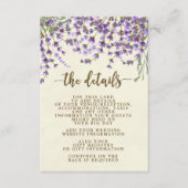 Boho lavendel bloemen bruiloft informatiekaart informatiekaartje (Voorkant)