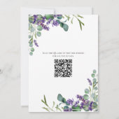 Boho Lavendel Eucalyptus Elegant Moderne QR code Save The Date (Achterkant)