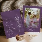 Boho Lavendel Floral Minimalistische bruiloft uitn Kaart