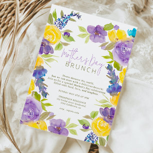 Boho lavendel geel floral moederdag kaart